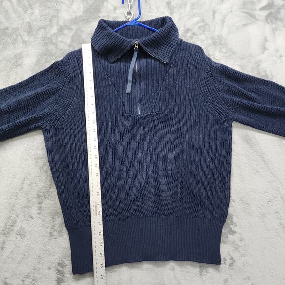 Vintage Holland America Line Sweater Women's Size L Blue Half Zip Cotton Knit - Picture 8 of 9